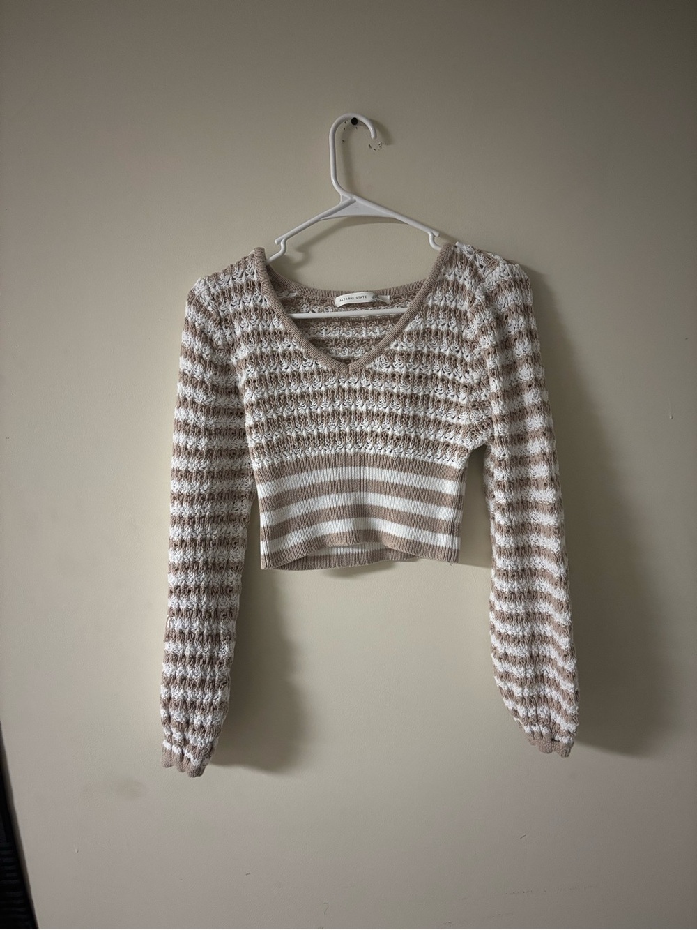 Altar’d State Striped Cropped Knit Sweater Size Small Cottagecore Boho